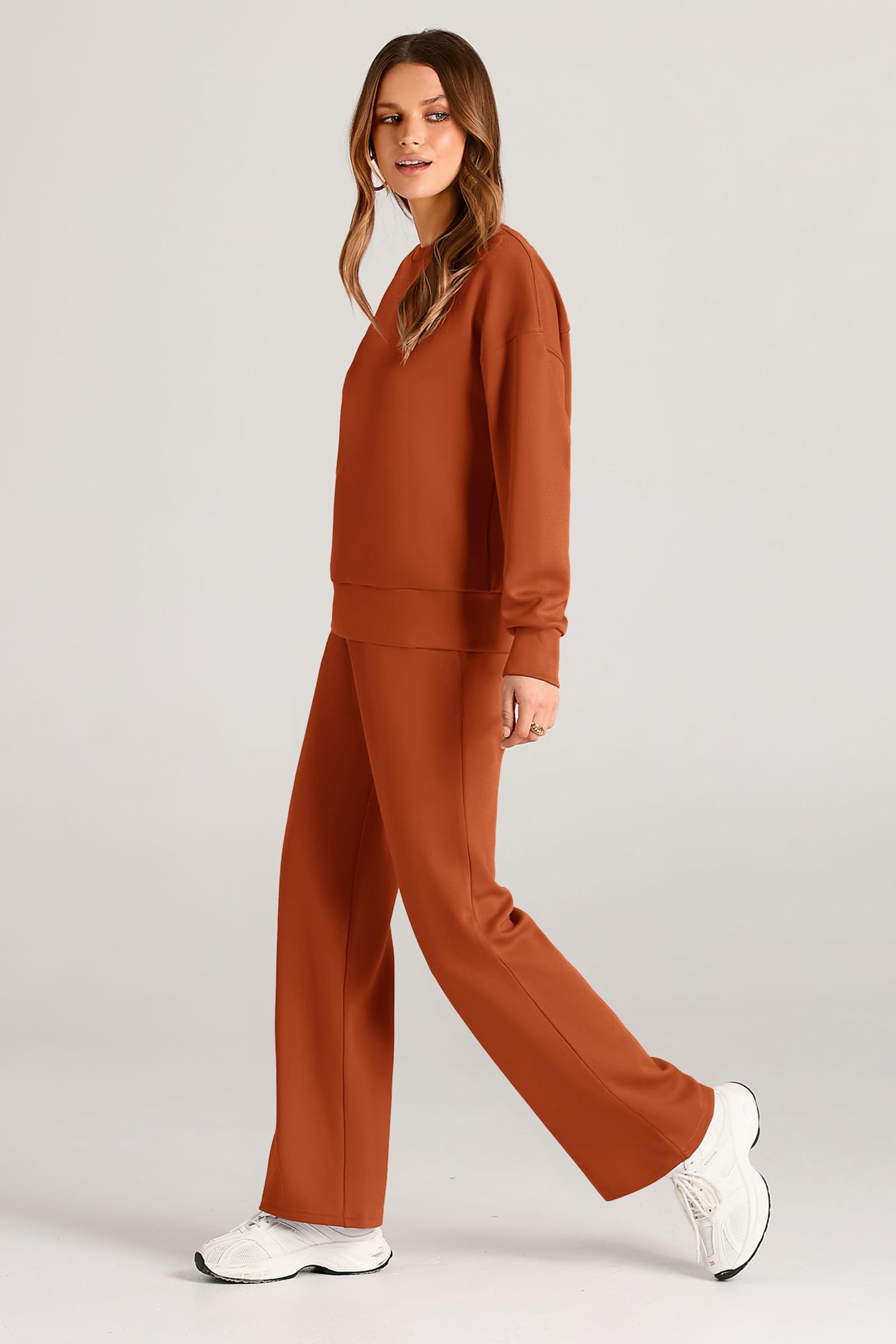 PRETTYGARDEN Womens 2 Piece Outfits Fall Long Sleeve Sweatshirt Wide Leg Pants Lounge Sets Winter Sweatsuits Tracksuit