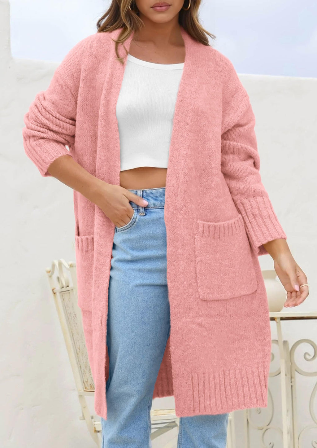 PRETTYGARDEN Fall Long Sleeve Cardigan Sweaters for Women Trendy Winter Open Front Loose Knitted Cardigans with Pockets