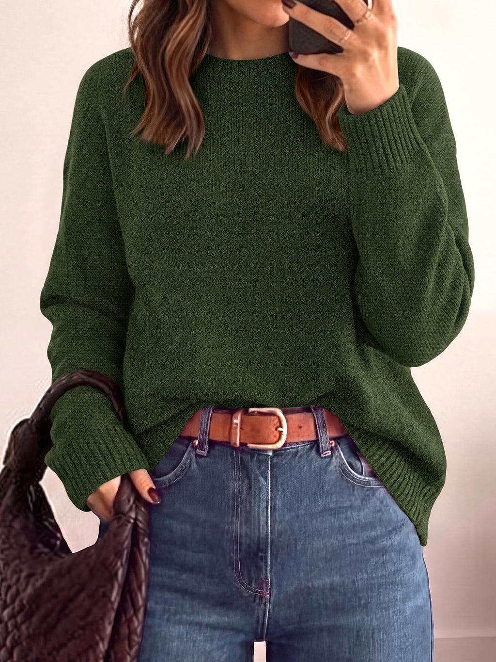 BTFBM Oversized Sweaters for Women Fall Clothes Crewneck Winter Outfits Drop Shoulder Tunics, Long Sleeve Pullover Tops, Loose Fit Tunic Tops, Casual Cozy Fashion Clothing, Going Out Outfits