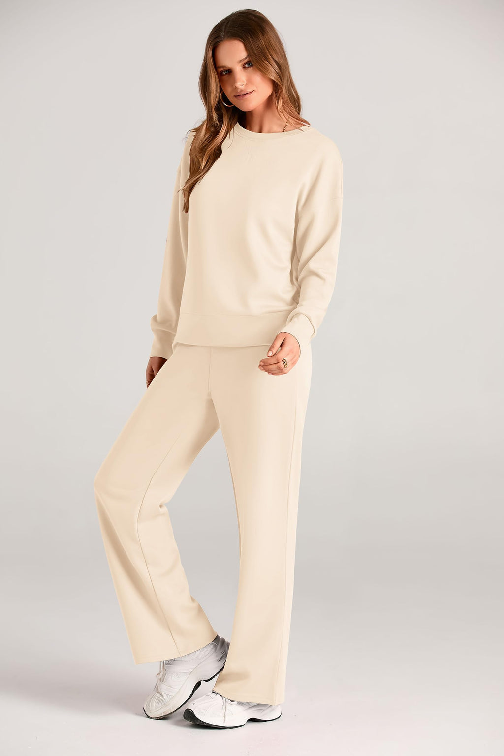 PRETTYGARDEN Womens 2 Piece Outfits Fall Long Sleeve Sweatshirt Wide Leg Pants Lounge Sets Winter Sweatsuits Tracksuit