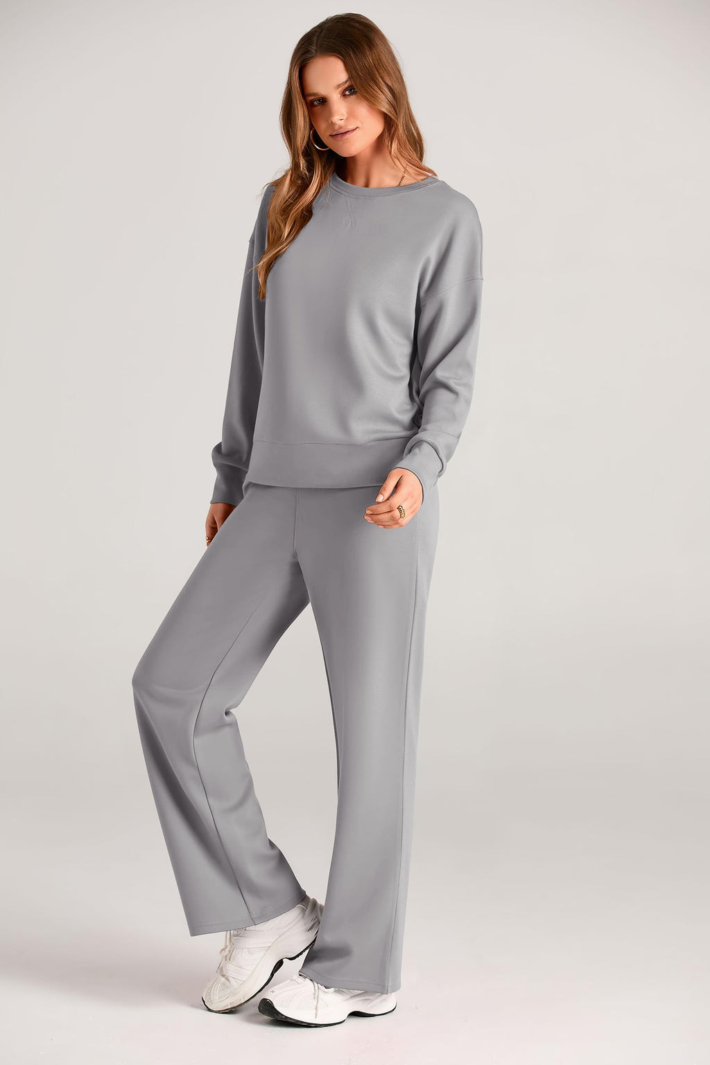 PRETTYGARDEN Womens 2 Piece Outfits Fall Long Sleeve Sweatshirt Wide Leg Pants Lounge Sets Winter Sweatsuits Tracksuit