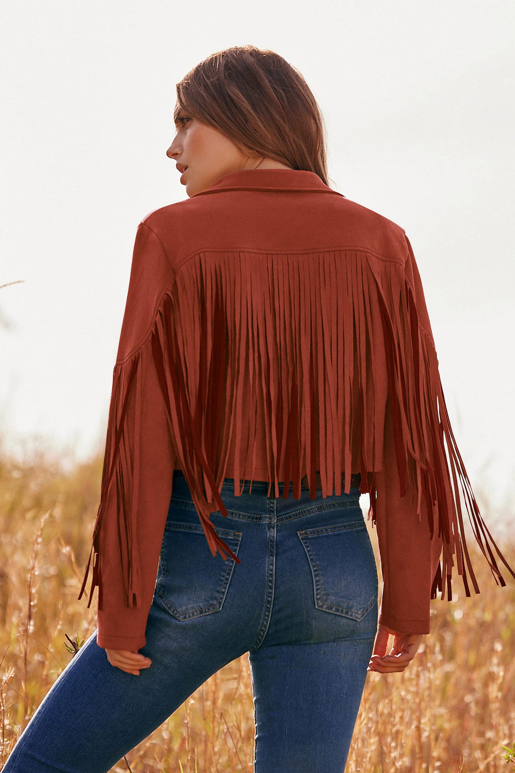 PRETTYGARDEN Women's Fringe Faux Suede Leather Jackets Fall Fashion Tassel Motorcycle Cropped Coats