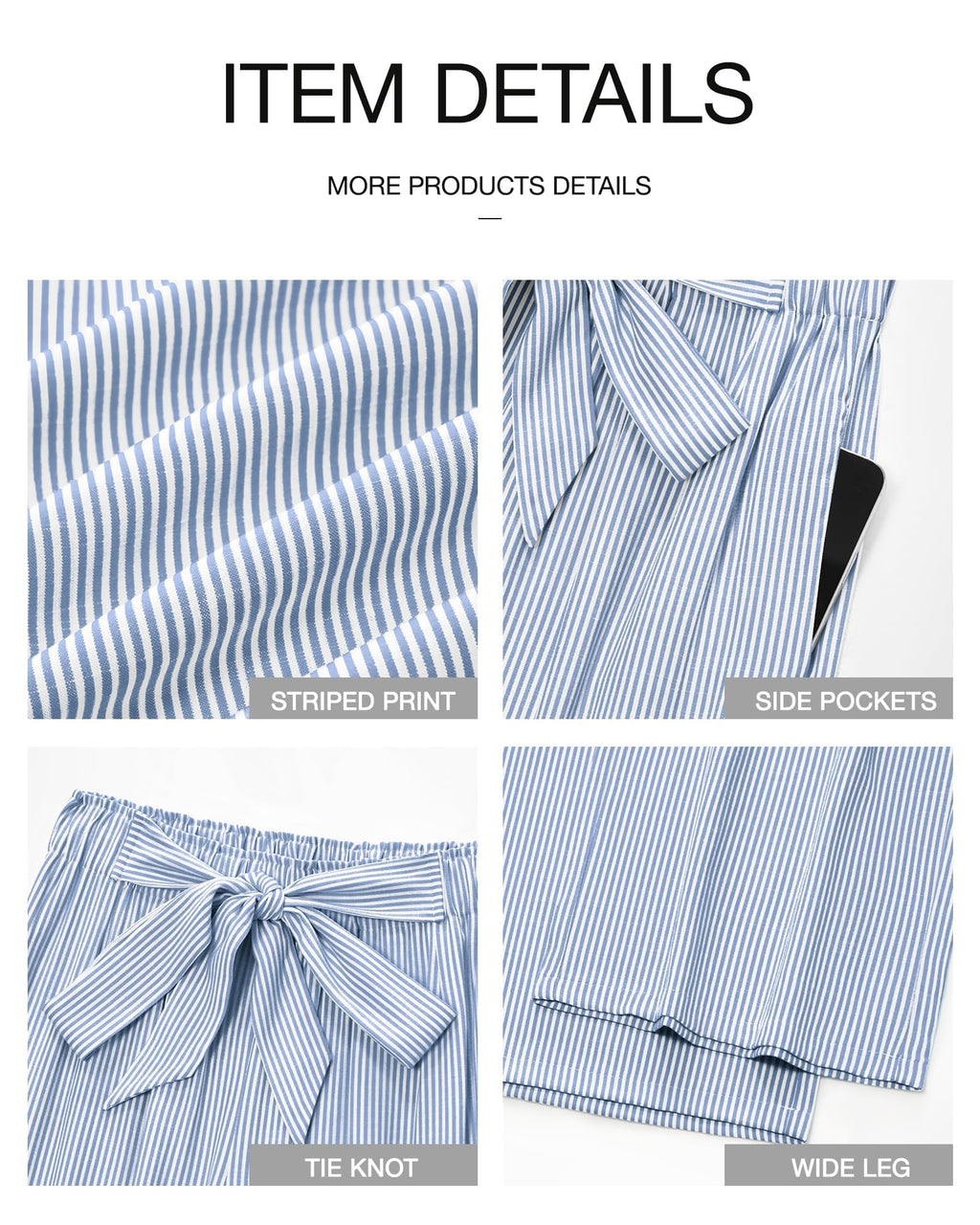 FreshPretty Palazzo Pants for Women  Fall Striped Flowy Tie Knot Wide Leg High Waist Dressy Casual Work Pants Trousers