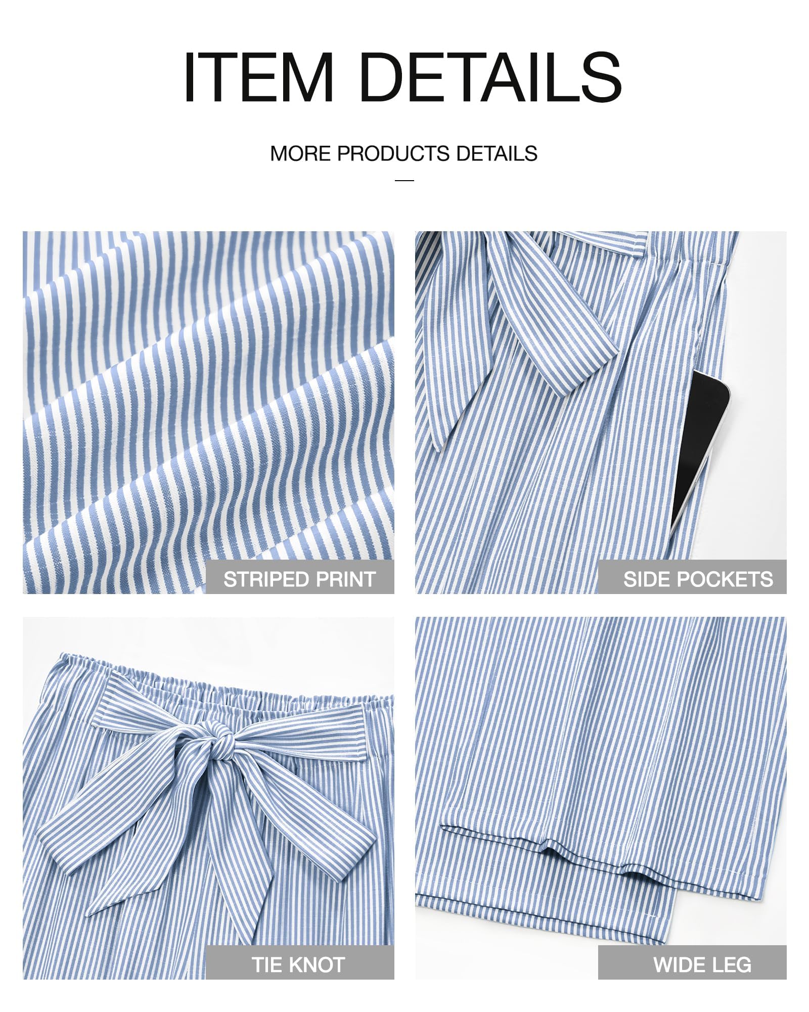 FreshPretty Palazzo Pants for Women  Fall Striped Flowy Tie Knot Wide Leg High Waist Dressy Casual Work Pants Trousers