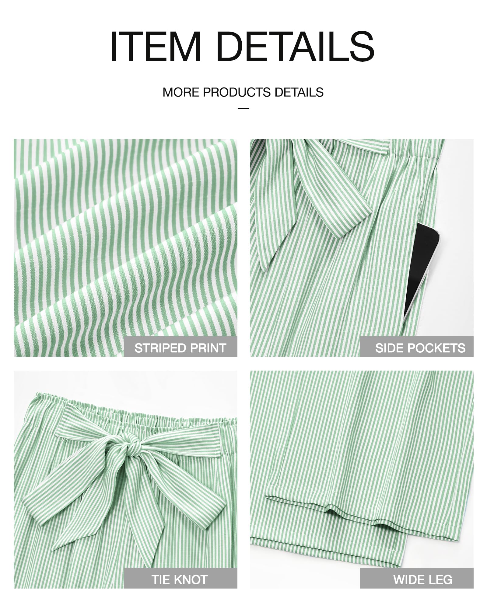 FreshPretty Palazzo Pants for Women  Fall Striped Flowy Tie Knot Wide Leg High Waist Dressy Casual Work Pants Trousers