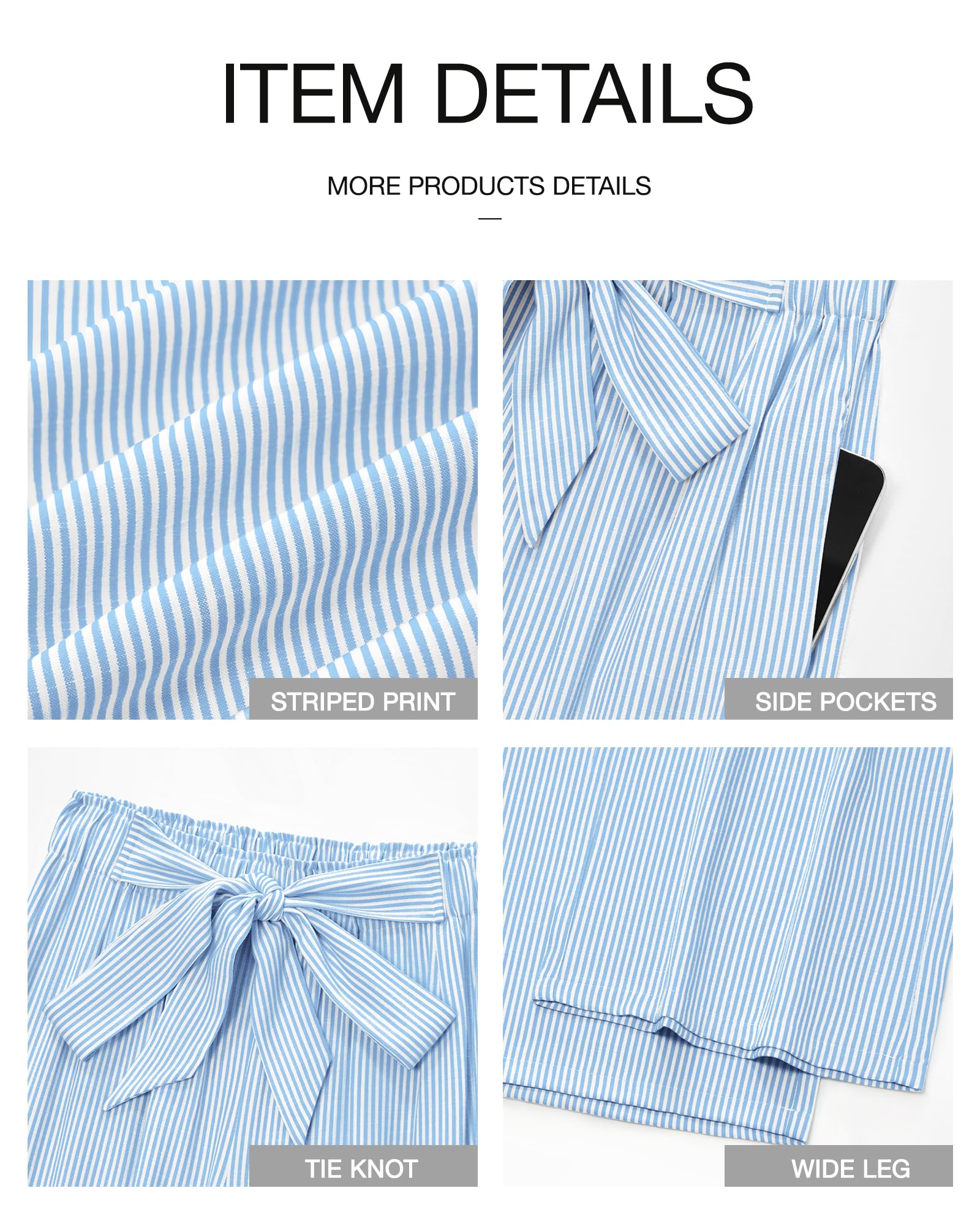 FreshPretty Palazzo Pants for Women  Fall Striped Flowy Tie Knot Wide Leg High Waist Dressy Casual Work Pants Trousers